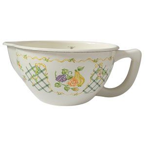 Vintage Enamel Measuring Cup/Bowl in Floral & Fruit Pattern (Year 1983) - 8 Cups